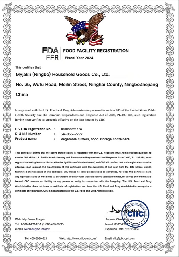 FDA certificate