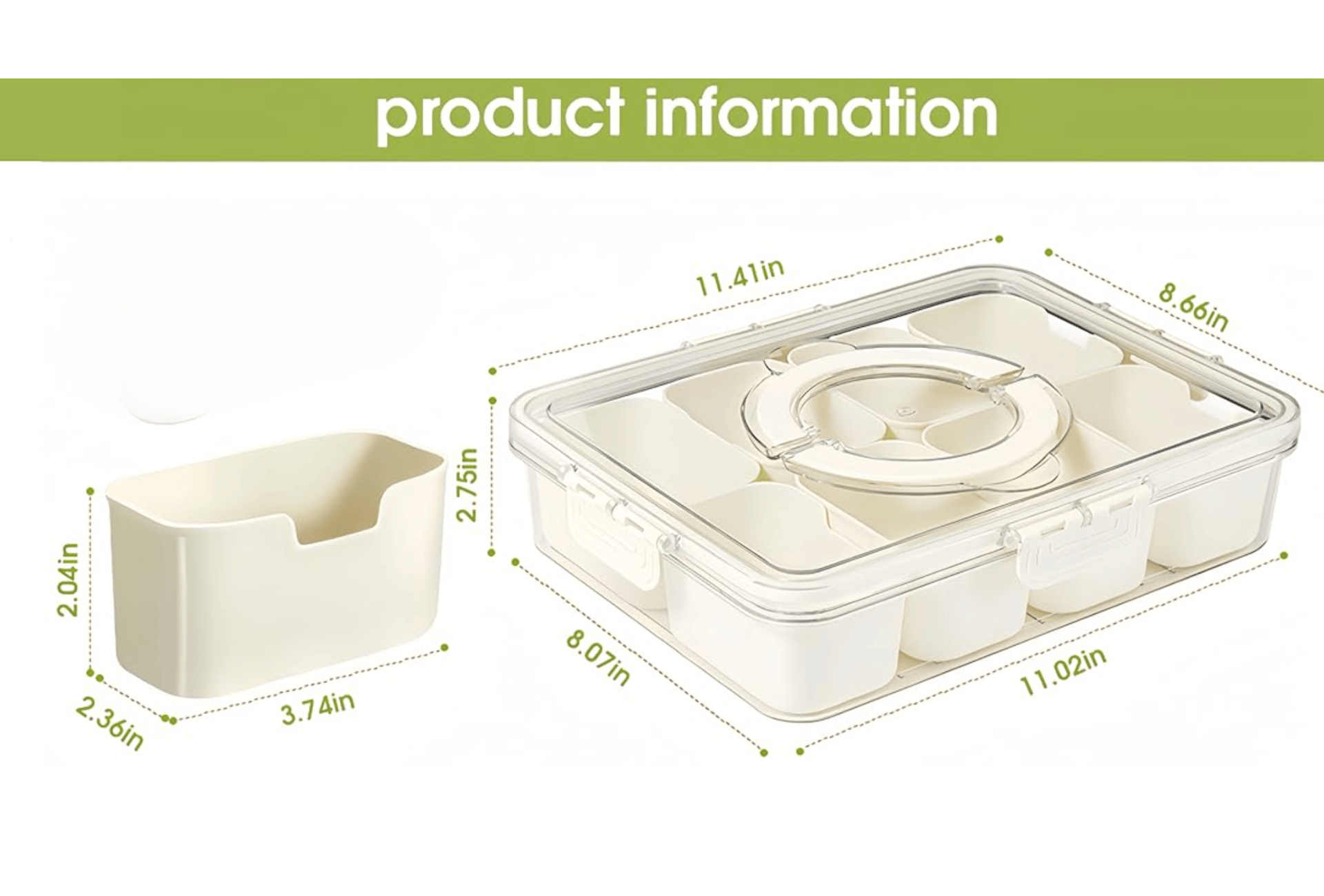 Portable Fruit Storage Containers for Fridge, 8 Compartments Snack Box Container  NO.FS001