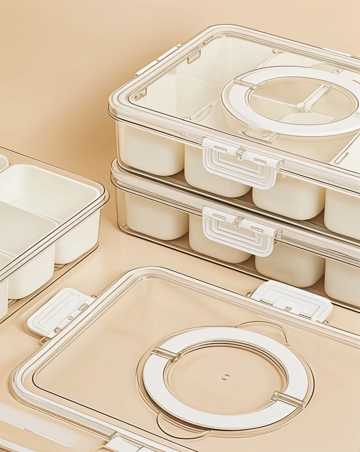 Portable Fruit Storage Containers for Fridge, 8 Compartments Snack Box Container  NO.FS001