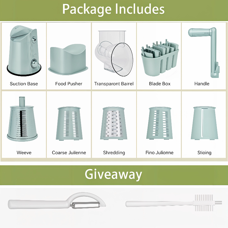 Rotary Cheese Grater,Multifunction 5 In 1 Chopper Vegetable Cutter Slicer, NO.FVT009