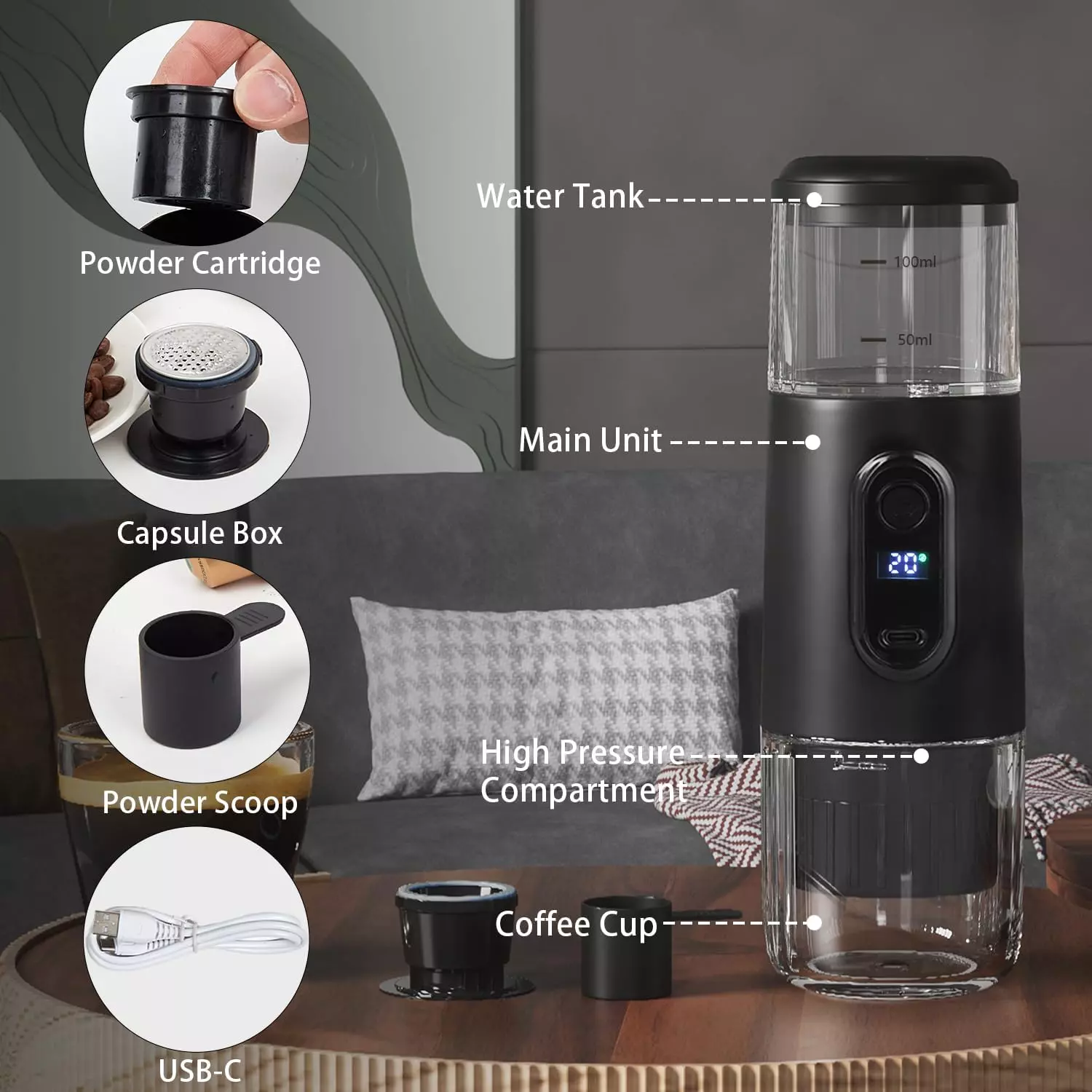 Wireless portable espresso machine NO.KSA004